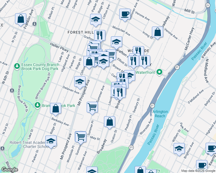 map of restaurants, bars, coffee shops, grocery stores, and more near in Newark