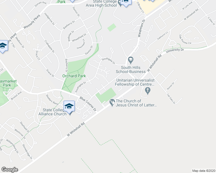 map of restaurants, bars, coffee shops, grocery stores, and more near 802 Stratford Drive in State College