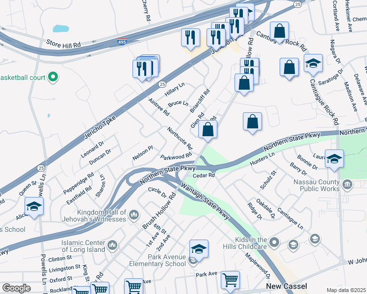 map of restaurants, bars, coffee shops, grocery stores, and more near 13 Northcote Road in Westbury
