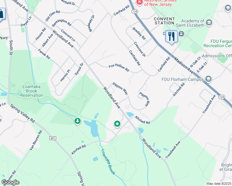 map of restaurants, bars, coffee shops, grocery stores, and more near 9 Cadence Court in Morristown