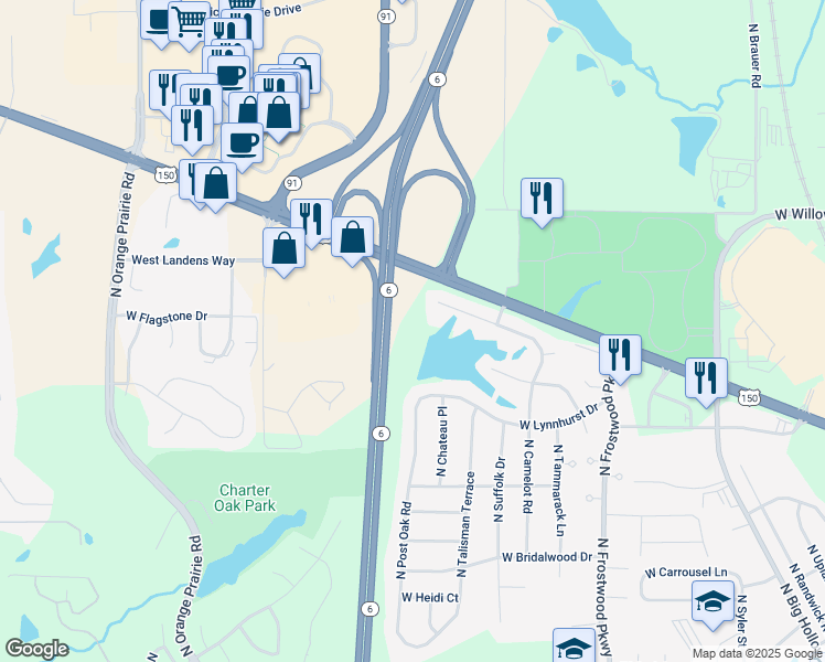 map of restaurants, bars, coffee shops, grocery stores, and more near 4646 West Hetherwood Drive in Peoria