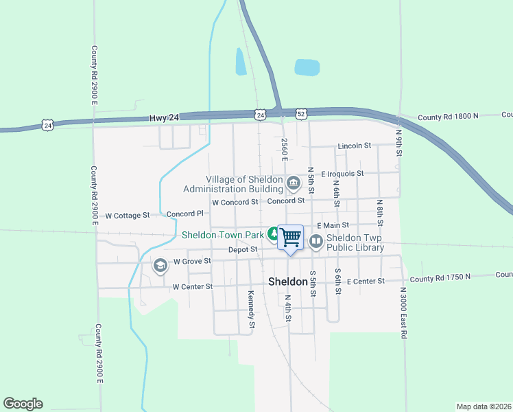 map of restaurants, bars, coffee shops, grocery stores, and more near 210 West Concord Street in Sheldon