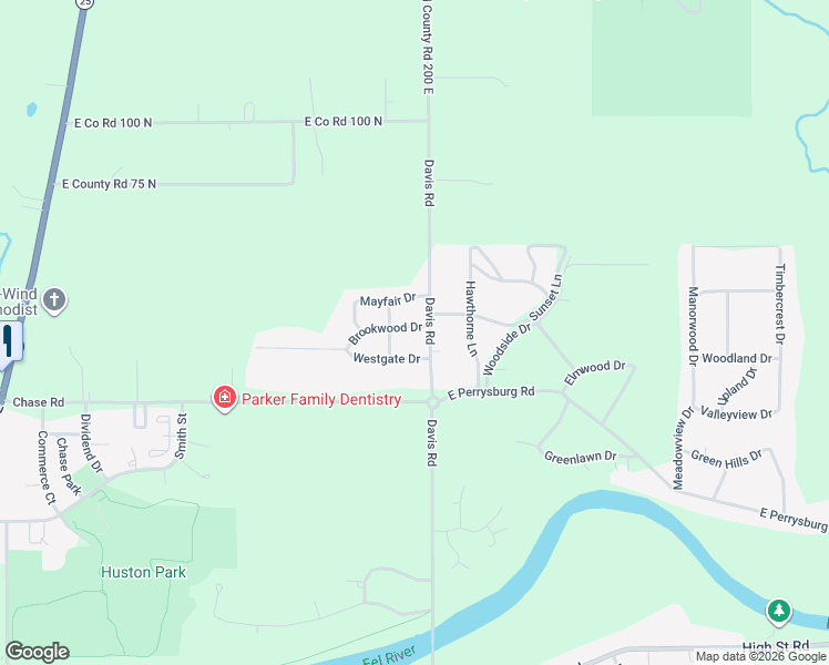 map of restaurants, bars, coffee shops, grocery stores, and more near 2321 Brookwood Drive in Logansport