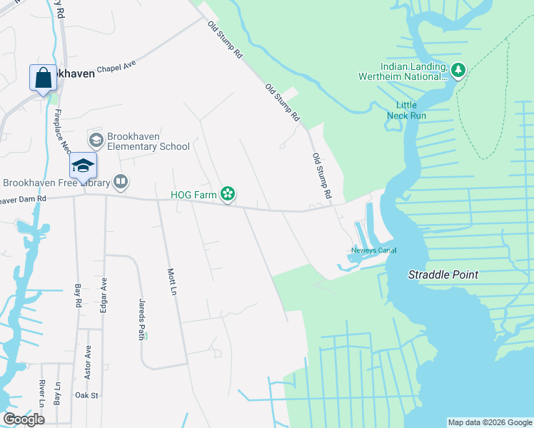 map of restaurants, bars, coffee shops, grocery stores, and more near 334 Beaver Dam Road in Brookhaven