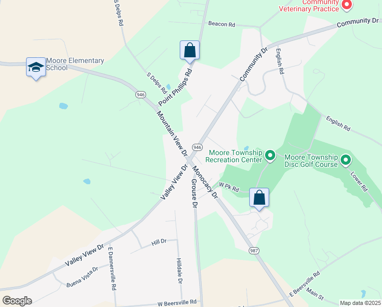 map of restaurants, bars, coffee shops, grocery stores, and more near 2712 Mountain View Drive in Bath