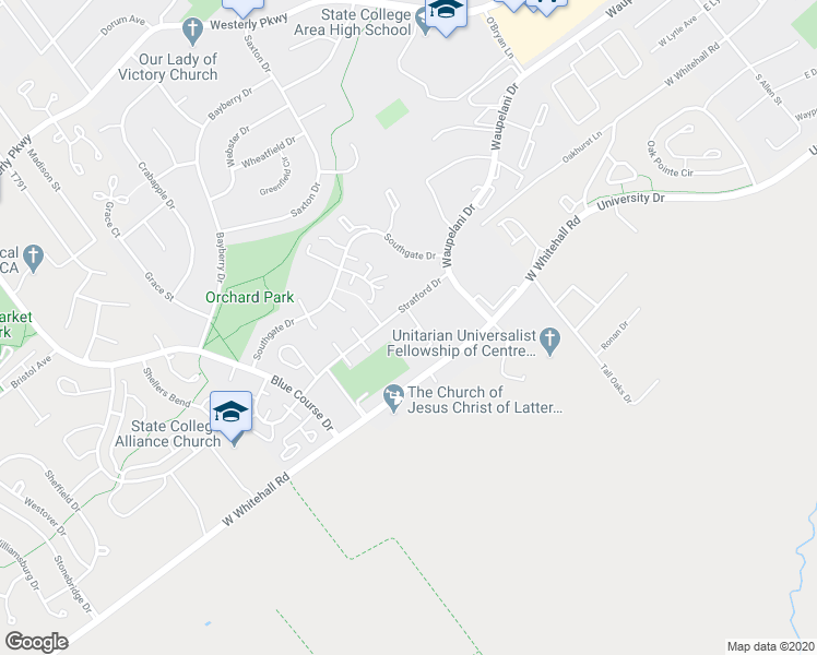 map of restaurants, bars, coffee shops, grocery stores, and more near 771 West Whitehall Road in State College