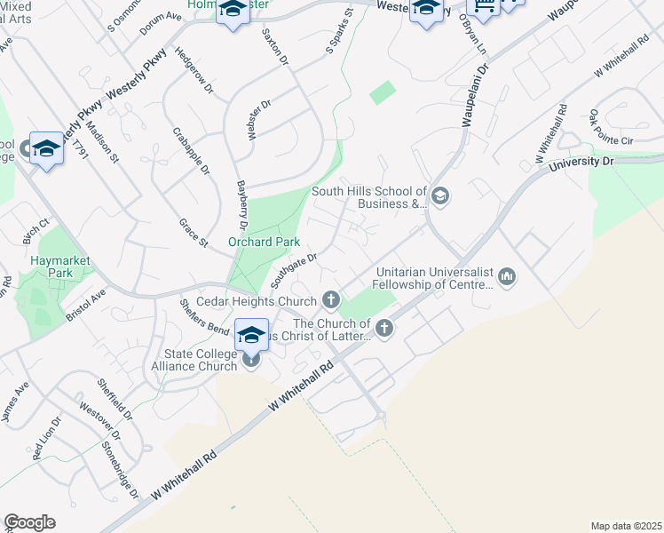 map of restaurants, bars, coffee shops, grocery stores, and more near 918 Southgate Drive in State College
