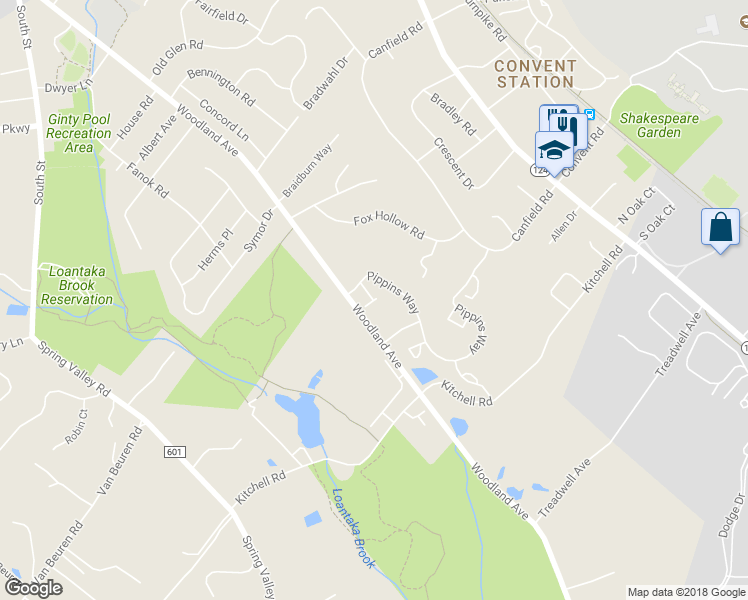 map of restaurants, bars, coffee shops, grocery stores, and more near 36 Cadence Court in Morristown