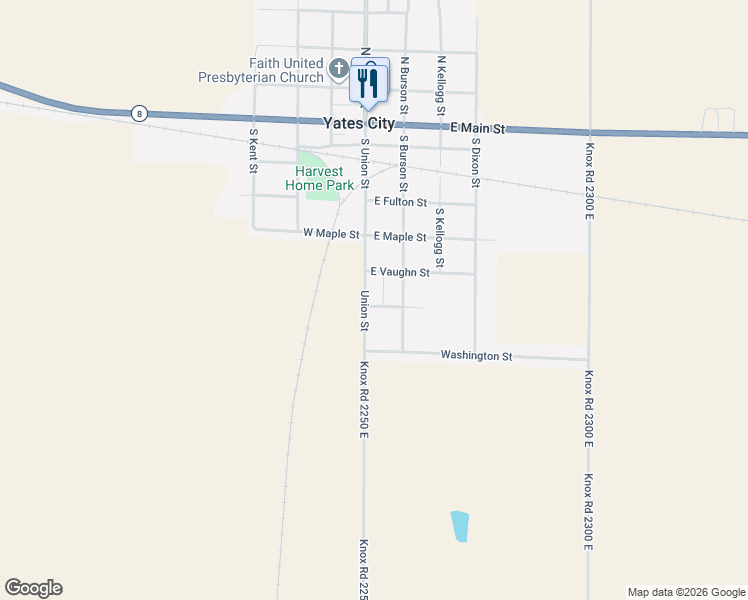 map of restaurants, bars, coffee shops, grocery stores, and more near 101 Henry Street in Yates City