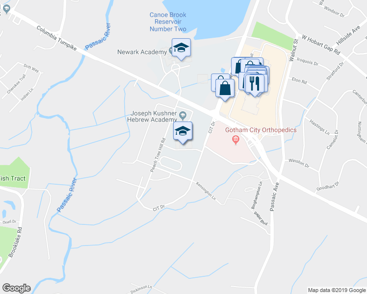 map of restaurants, bars, coffee shops, grocery stores, and more near 110 South Orange Avenue in Livingston