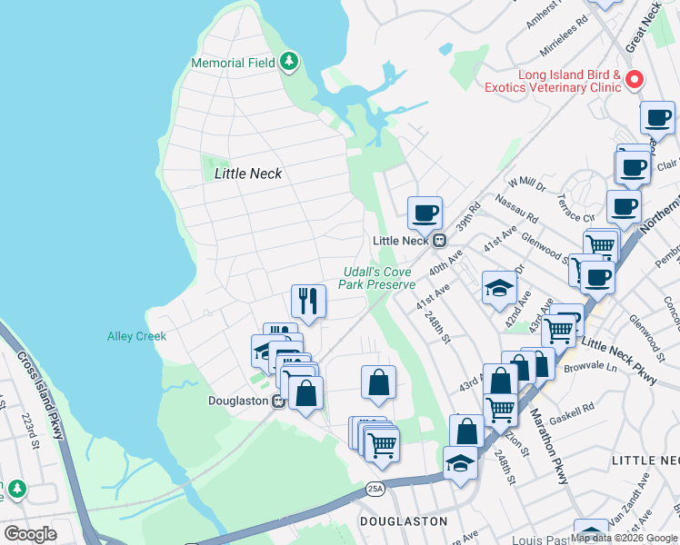 map of restaurants, bars, coffee shops, grocery stores, and more near 3-35 38th Road in Queens
