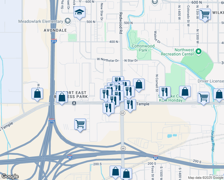 map of restaurants, bars, coffee shops, grocery stores, and more near 1750 Gertie Avenue in Salt Lake City