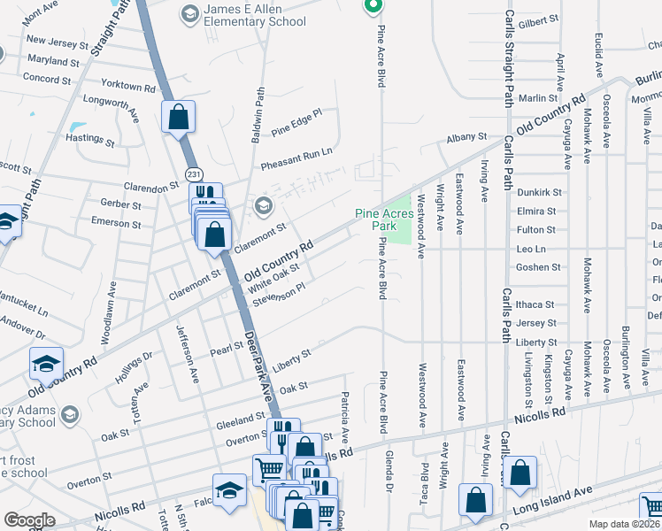map of restaurants, bars, coffee shops, grocery stores, and more near 57 Stevenson Place in Deer Park