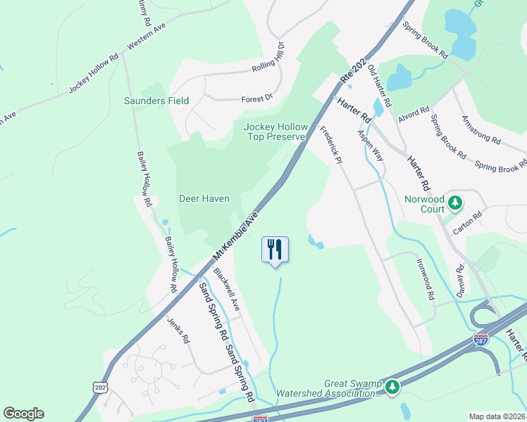 map of restaurants, bars, coffee shops, grocery stores, and more near 402 Mount Kemble Avenue in Morristown