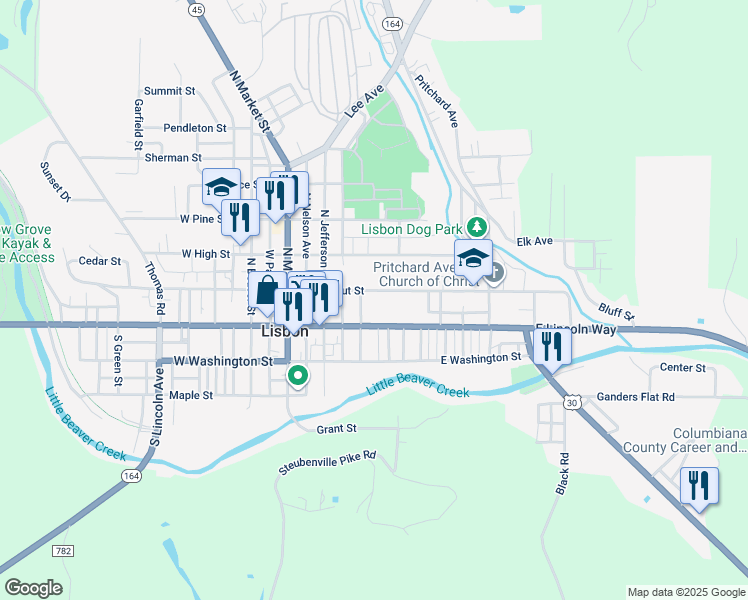 map of restaurants, bars, coffee shops, grocery stores, and more near 306 East Chestnut Street in Lisbon