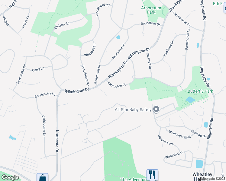map of restaurants, bars, coffee shops, grocery stores, and more near 5 Barrington Place in Melville
