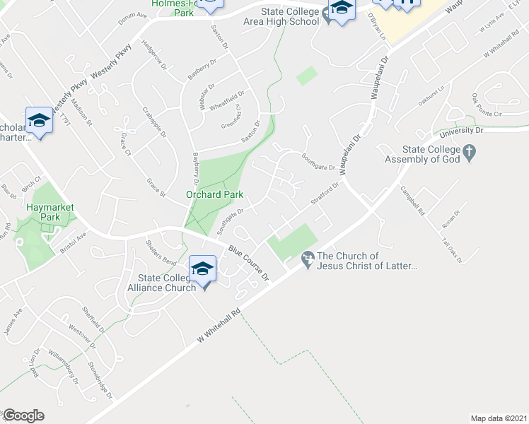 map of restaurants, bars, coffee shops, grocery stores, and more near 1611 South Ashwicken Court in State College