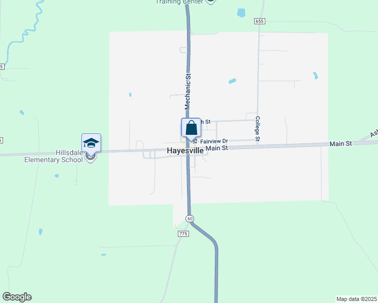 map of restaurants, bars, coffee shops, grocery stores, and more near 1 Main Street in Hayesville