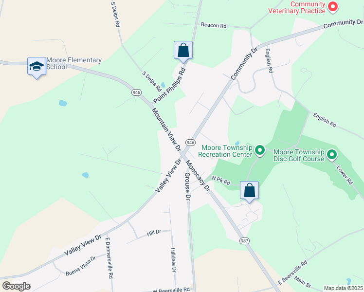 map of restaurants, bars, coffee shops, grocery stores, and more near 2712 Mountain View Drive in Bath