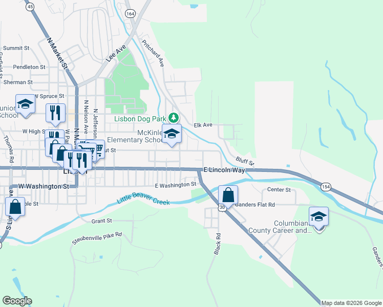 map of restaurants, bars, coffee shops, grocery stores, and more near 526 East Chestnut Street in Lisbon