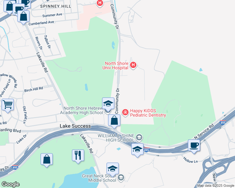 map of restaurants, bars, coffee shops, grocery stores, and more near 356 Community Drive in Great Neck