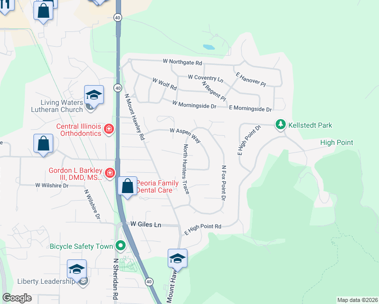 map of restaurants, bars, coffee shops, grocery stores, and more near 311 W Northpoint Ct in Peoria