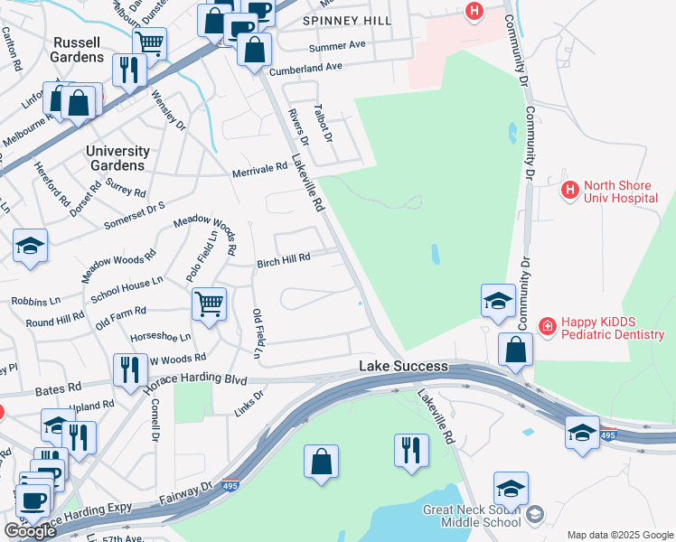 map of restaurants, bars, coffee shops, grocery stores, and more near 270 Lakeville Road in Lake Success