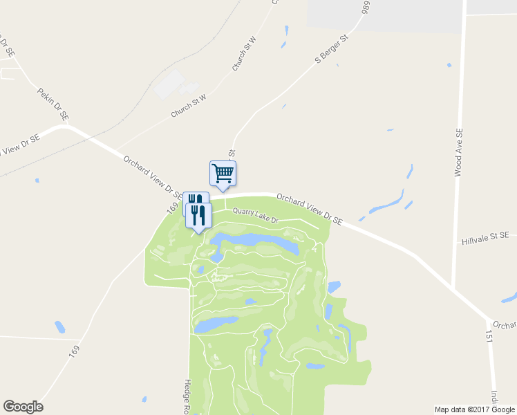 map of restaurants, bars, coffee shops, grocery stores, and more near 5861 Quarry Lake Drive in Canton