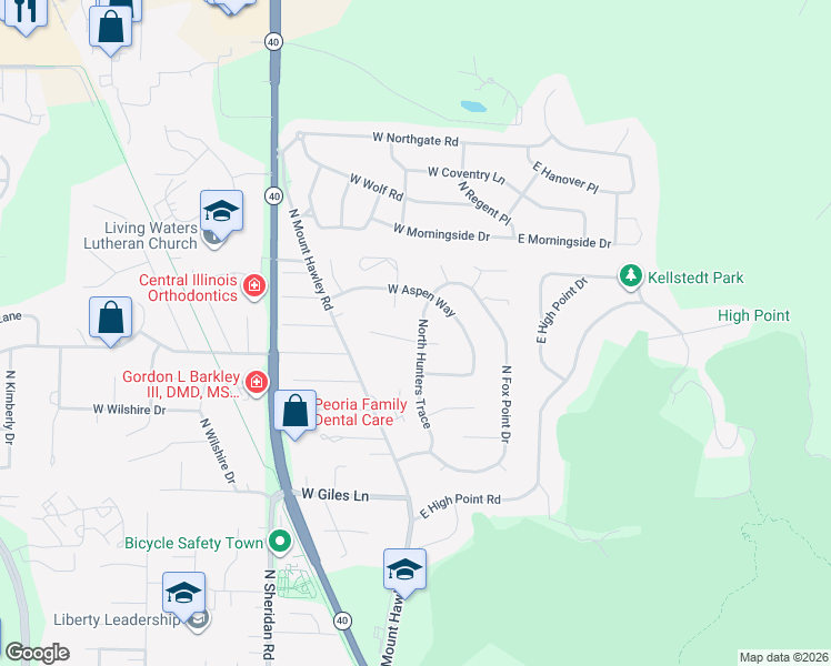 map of restaurants, bars, coffee shops, grocery stores, and more near 311 W Northpoint Ct in Peoria