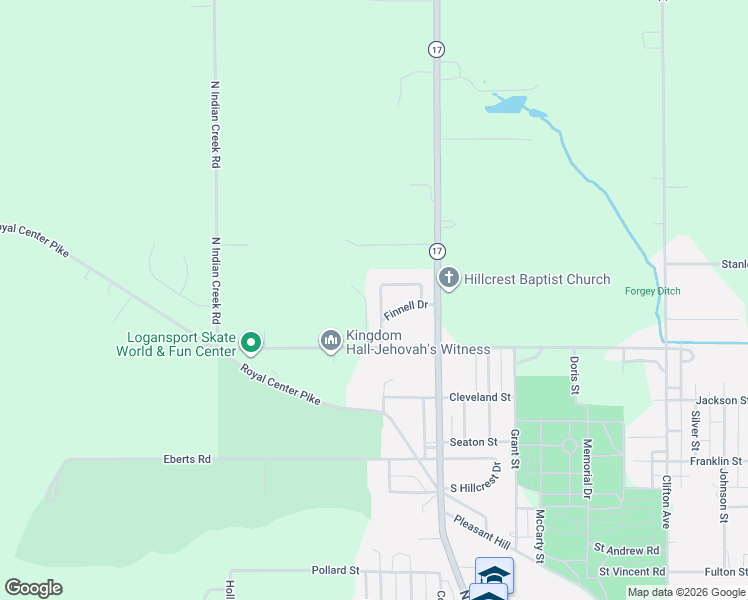 map of restaurants, bars, coffee shops, grocery stores, and more near 30 Finnell Drive in Logansport