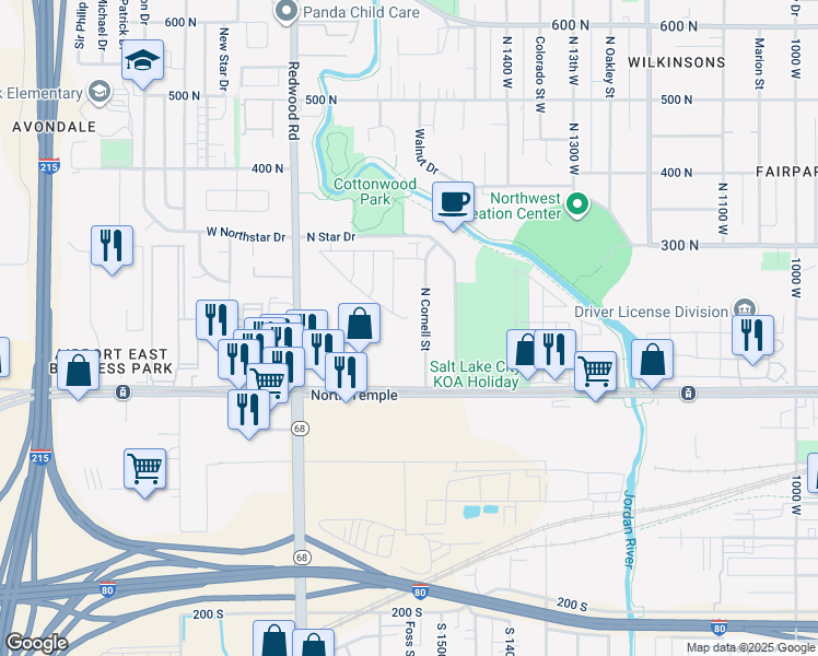 map of restaurants, bars, coffee shops, grocery stores, and more near 1551 Indian Summer Drive in Salt Lake City