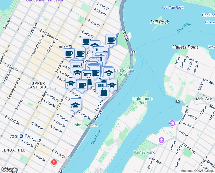 map of restaurants, bars, coffee shops, grocery stores, and more near in New York