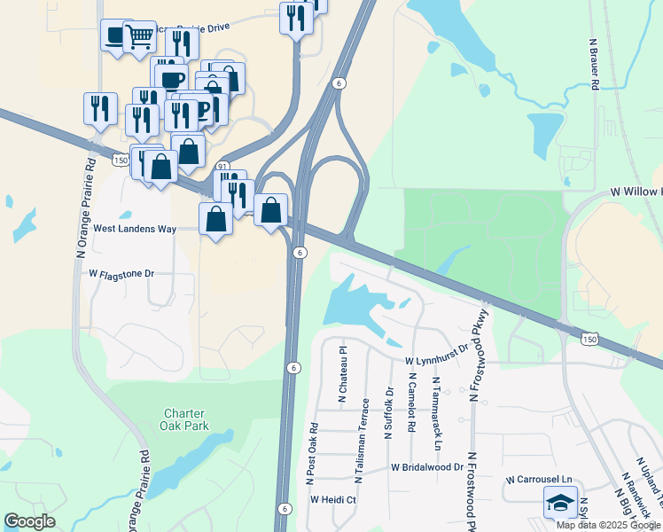 map of restaurants, bars, coffee shops, grocery stores, and more near 4646 West Hetherwood Drive in Peoria