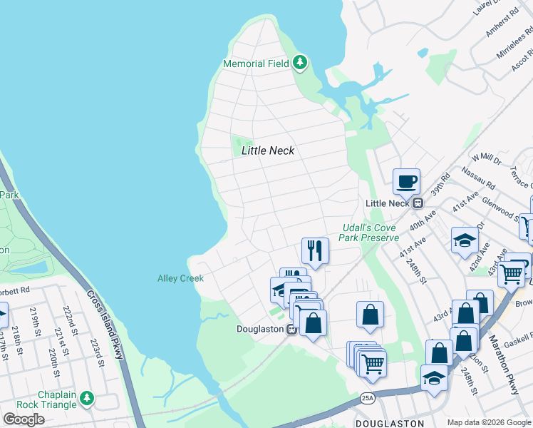 map of restaurants, bars, coffee shops, grocery stores, and more near 1-19 Forest Road in Queens