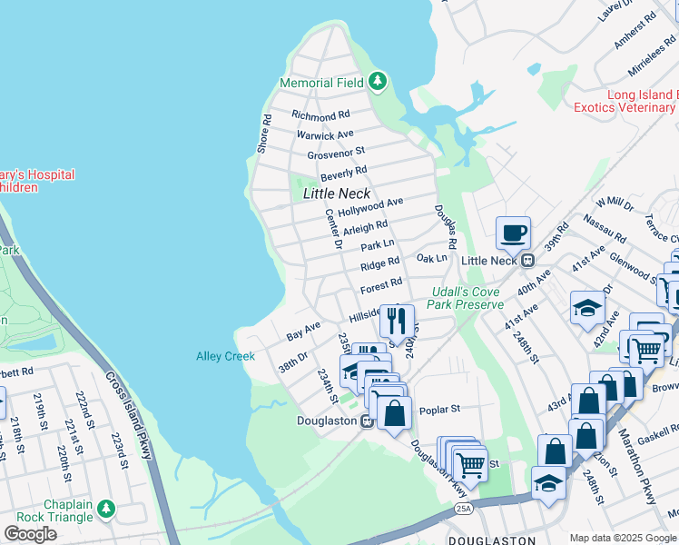 map of restaurants, bars, coffee shops, grocery stores, and more near 1-19 Forest Road in Queens
