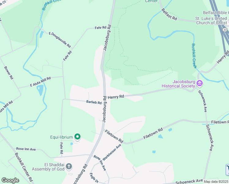 map of restaurants, bars, coffee shops, grocery stores, and more near 616 Jacobsburg Road in Nazareth