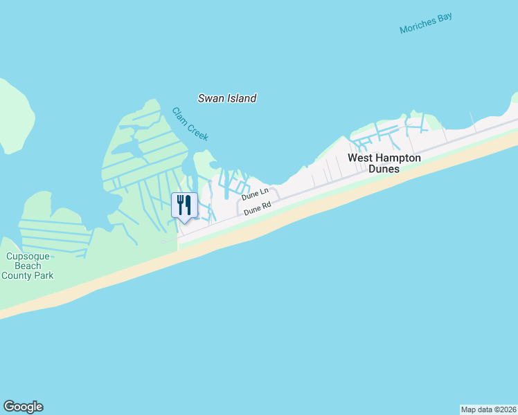 map of restaurants, bars, coffee shops, grocery stores, and more near 13 Dune Lane in Westhampton Beach