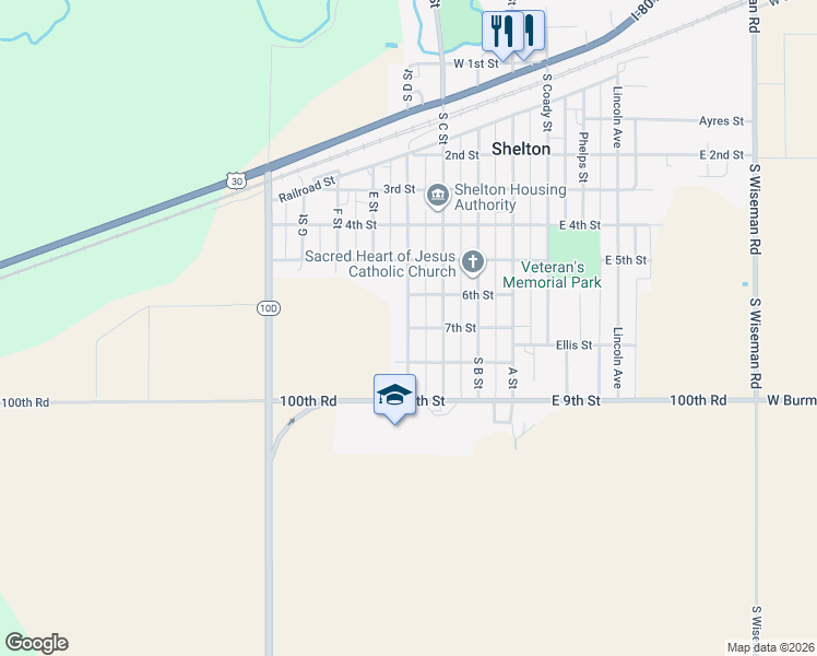 map of restaurants, bars, coffee shops, grocery stores, and more near 700 South D Street in Shelton