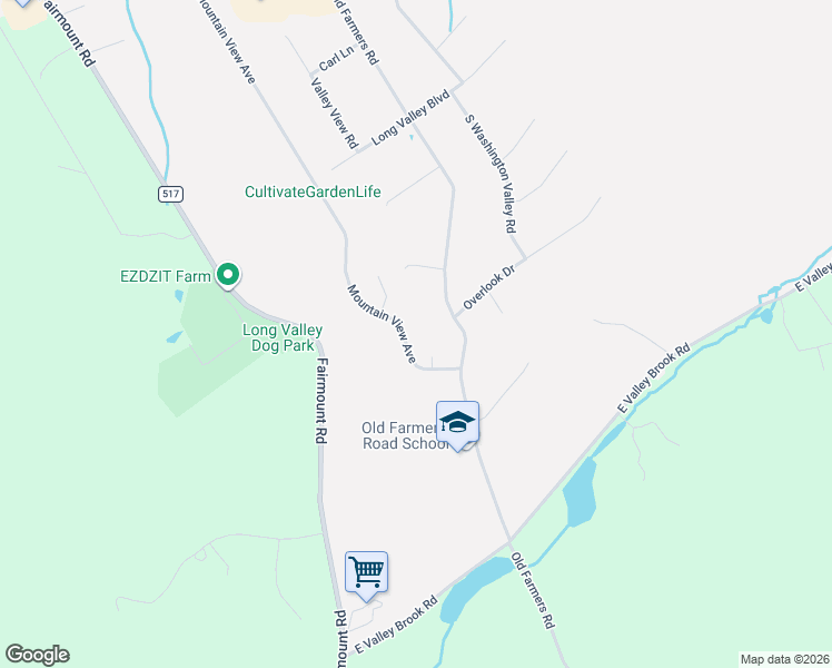 map of restaurants, bars, coffee shops, grocery stores, and more near 46 Mountain View Avenue in Long Valley
