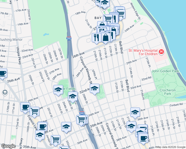 map of restaurants, bars, coffee shops, grocery stores, and more near 2833 30th Avenue in Queens