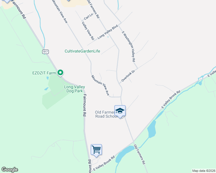 map of restaurants, bars, coffee shops, grocery stores, and more near 46 Mountain View Avenue in Long Valley