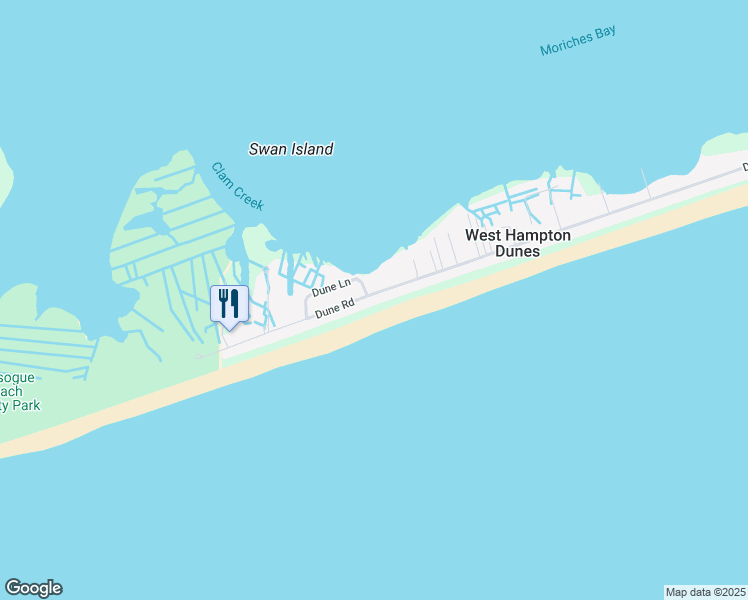 map of restaurants, bars, coffee shops, grocery stores, and more near 2 Dune Lane in Westhampton Beach