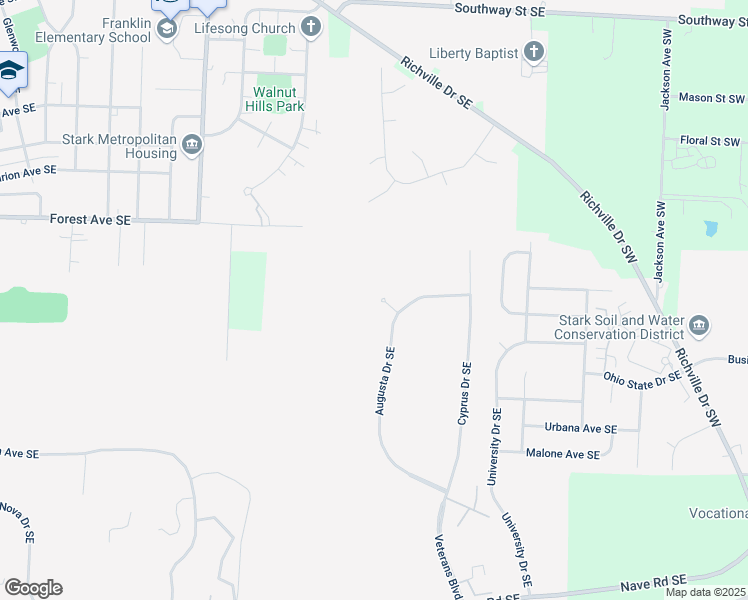 map of restaurants, bars, coffee shops, grocery stores, and more near 1995 Augusta Circle Southeast in Massillon