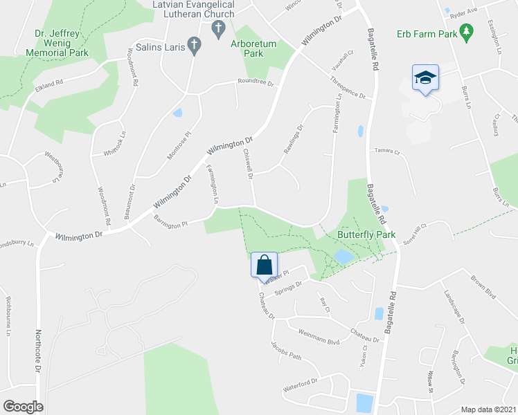 map of restaurants, bars, coffee shops, grocery stores, and more near Farmington Lane in Melville
