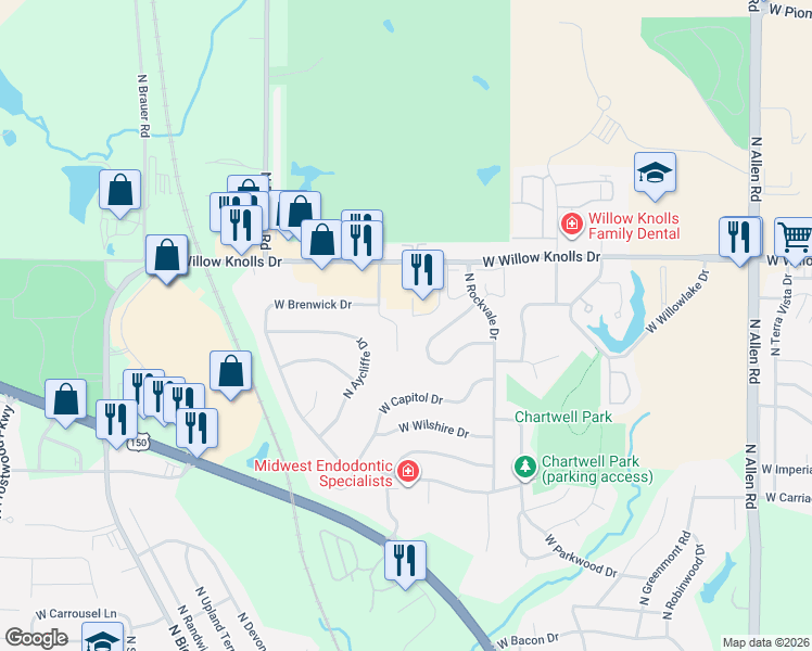 map of restaurants, bars, coffee shops, grocery stores, and more near 7014 N Bradford Pl in Peoria