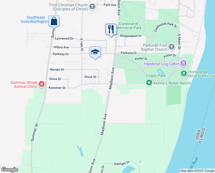 map of restaurants, bars, coffee shops, grocery stores, and more near in Burlington