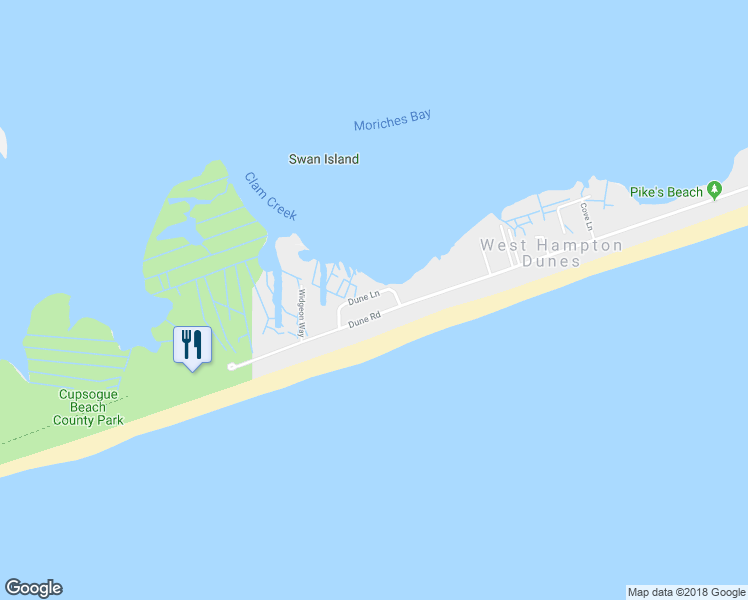map of restaurants, bars, coffee shops, grocery stores, and more near 13 Dune Lane in Westhampton Beach