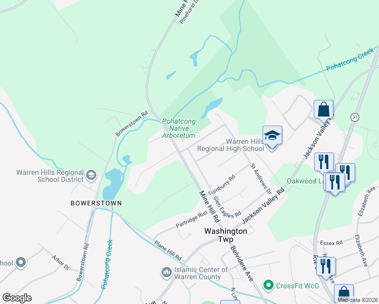 map of restaurants, bars, coffee shops, grocery stores, and more near 48 Glen Eagles Road in Washington