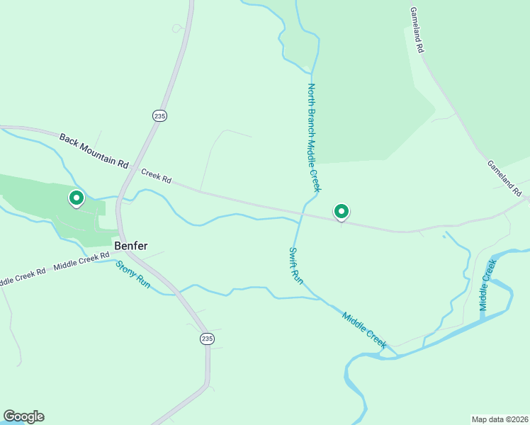map of restaurants, bars, coffee shops, grocery stores, and more near 4596 Creek Road in Beavertown