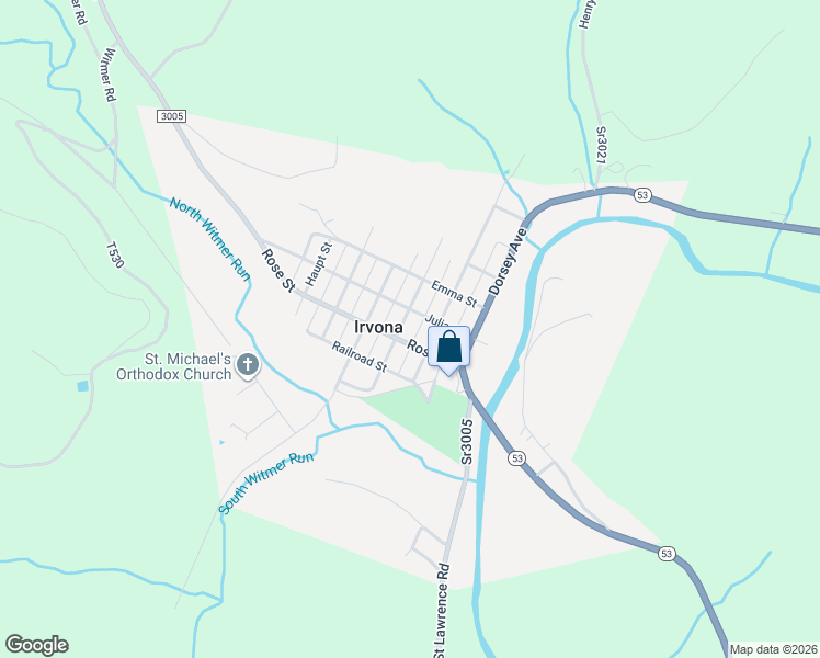 map of restaurants, bars, coffee shops, grocery stores, and more near 228 Berwind Street in Irvona